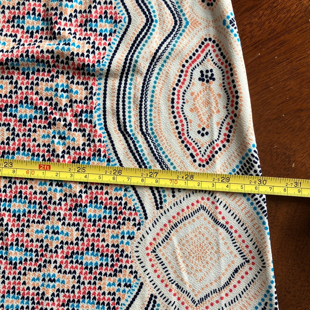 Dana Buchman Boho Maxi Dress Cream Multi Color Geometric Print Flowy Size L NWOT - Picture 11 of 14